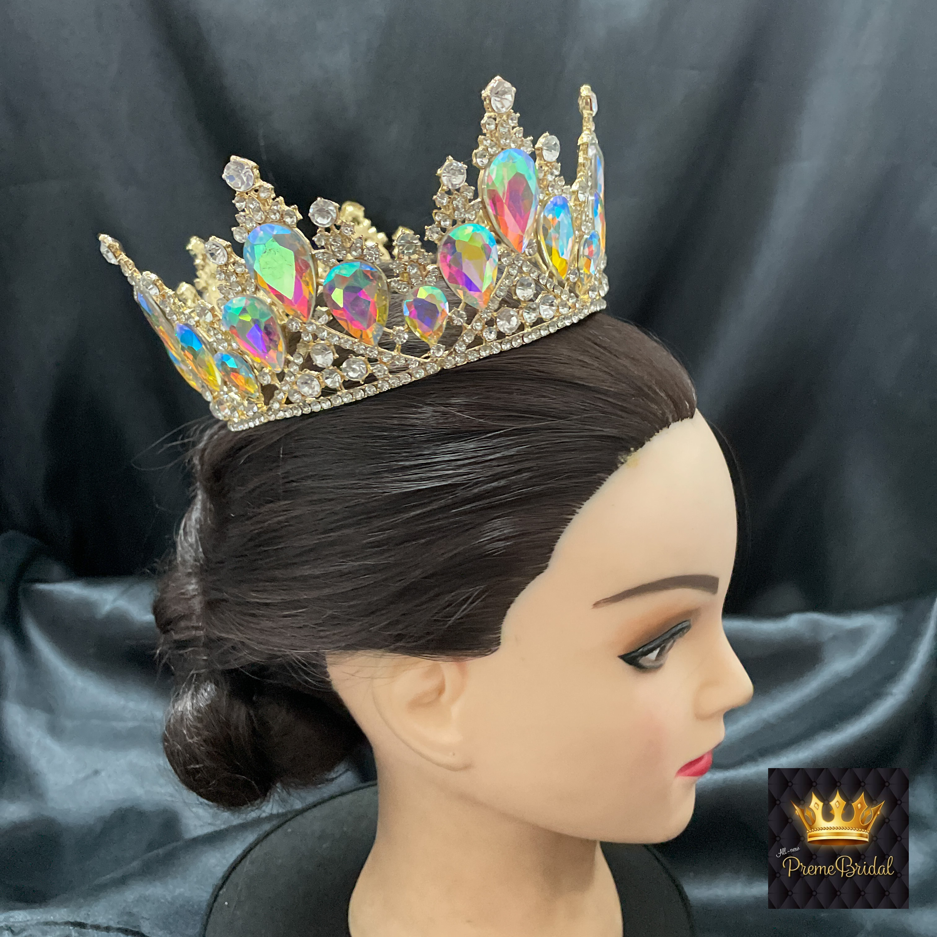 (พร้อมส่ง) มงกุฏ 049 สีรุ้ง-ทอง มงกุฎนางงาม มงกุฎประกวด งานดี เกรดพรีเมี่ยม จัดส่งจากไทย ไม่ต้องรอนาน