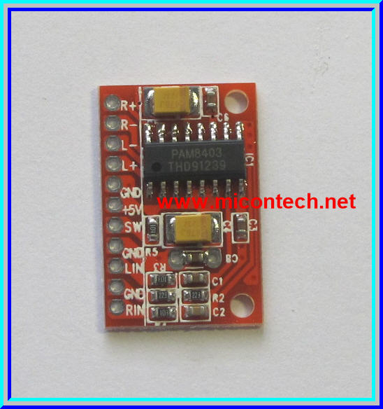 1x วงจรขยายเสียงสเตอริโอ PAM8403 คลาส D 3W+3W (Power Amplifier)