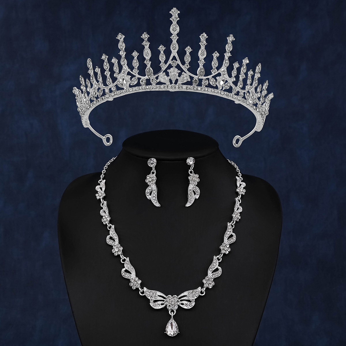 SET017 เครื่องประดับ 3 ชิ้น มงกุฎ สร้อยคอ ต่างหู จัดเซทสวยงาม สินค้าพร้อมส่งจากไทย