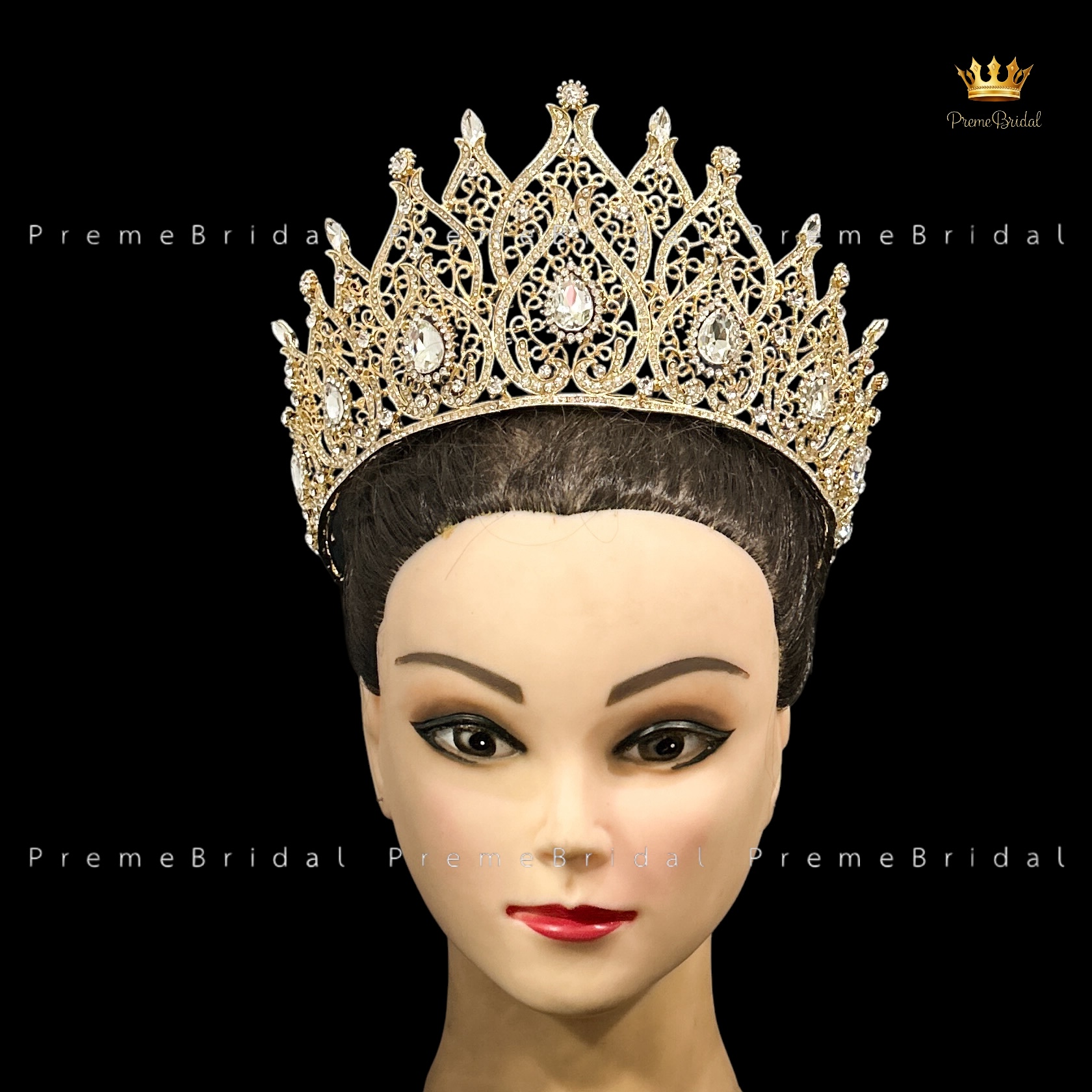 (พร้อมส่งจากไทย) มงกุฏ 115 สีทอง มงกุฎนางงาม มงกุฎเพชร มงกุฎประกวด สวยงามอลังการ ฐานมงวงกลมปรับได้ สินค้าพร้อมส่ง ไม่ต้องรอนาน งานพรีเมี่ยม