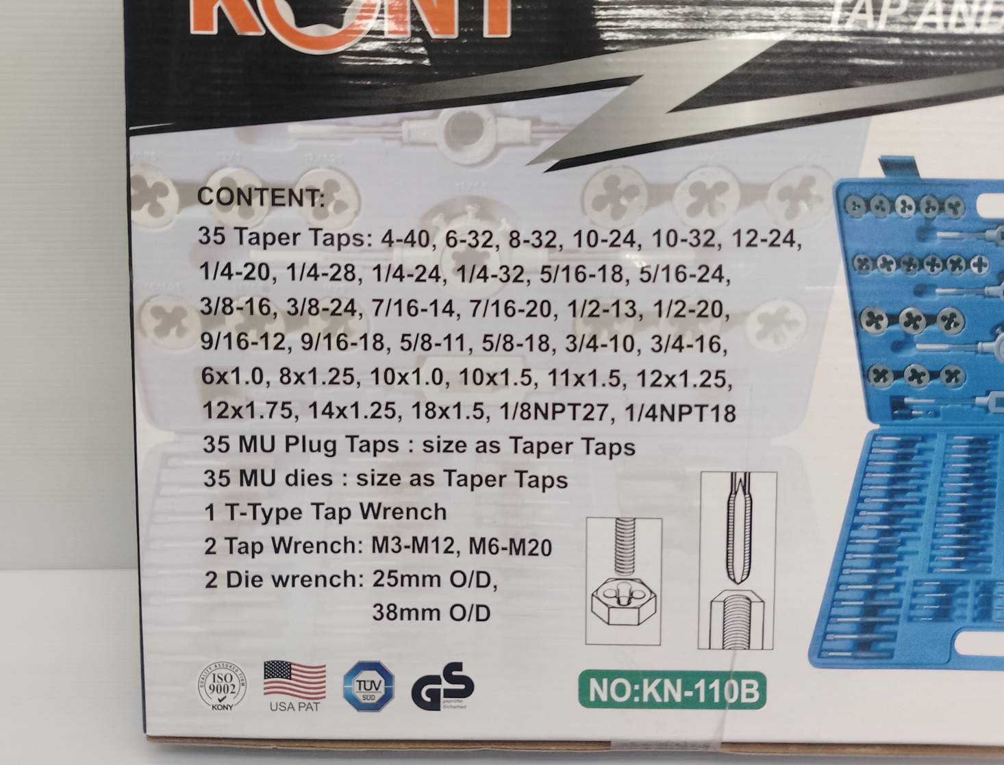 ชุดต๊าปเกลียว110ชิ้น KN-110B KONY (มิล+นิ้ว)