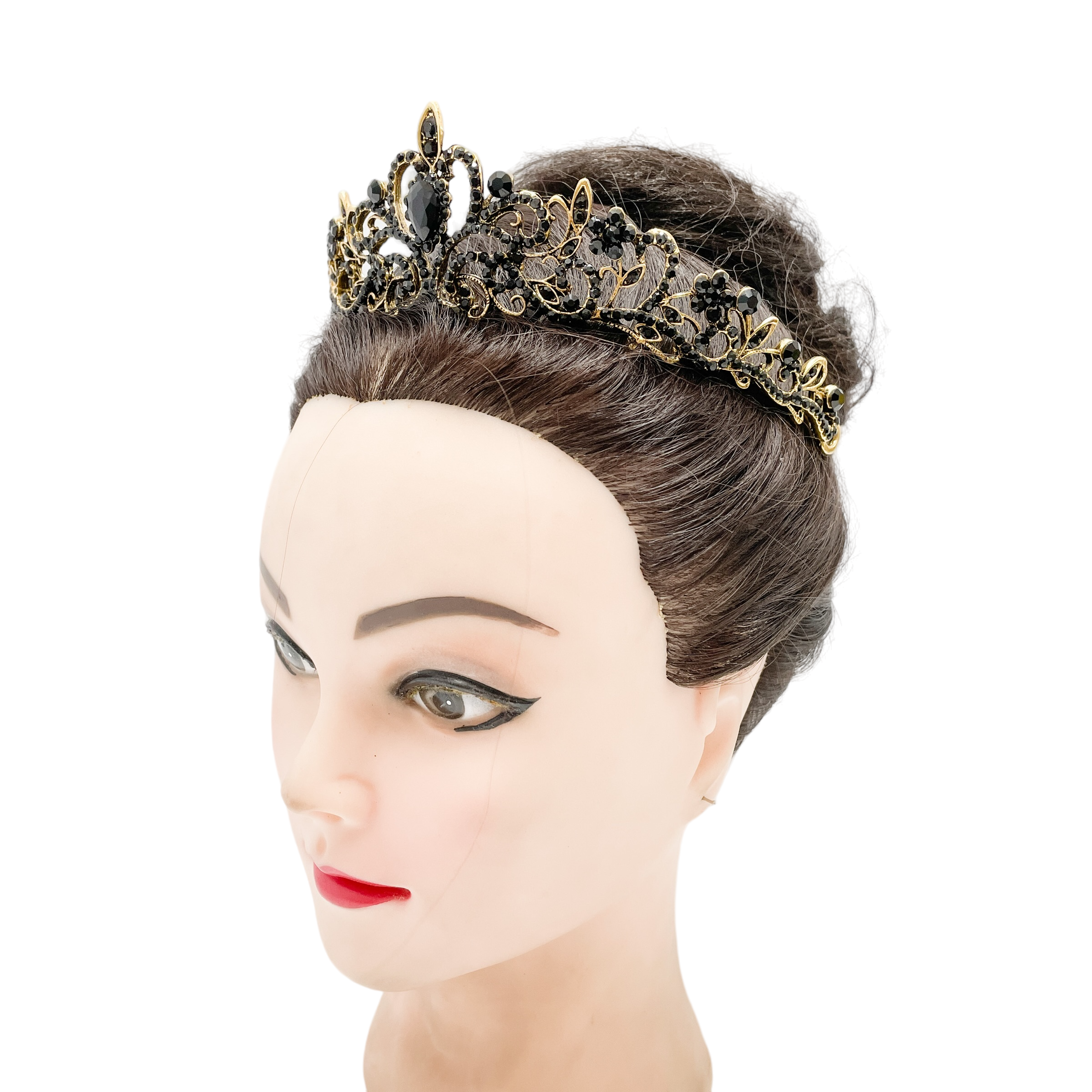 (พร้อมส่ง) เทียร่า 050 สีดำ มงกุฎนางงาม มงกุฎเจ้าหญิง งานสวย ปราณีต QCเพชรทุกเม็ด สินค้าพร้อมส่งจากไทย