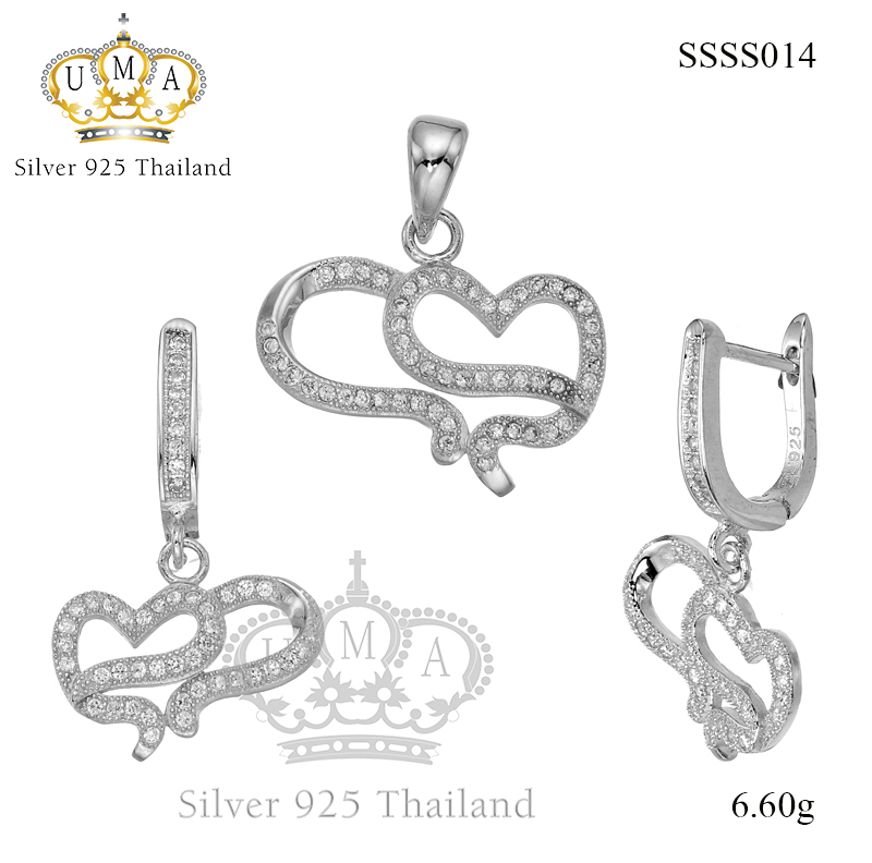 ต่างหูพร้อมจี้ ( เงิน ) = Earring with Pendant ( Silver )