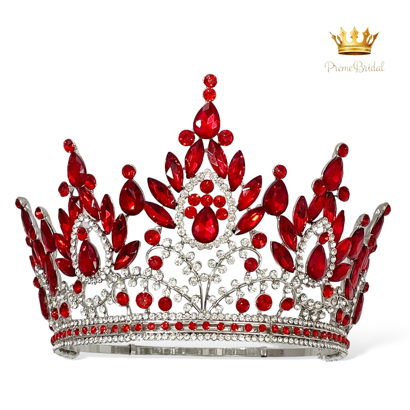 (พร้อมส่งจากไทย) มงกุฏ 120 สีแดง งานสวย งานนางงาม รุ่นฐานกลม ปรับขนาดได้ ส่งด่วน ส่งจาก จ.อุบลราชธานี