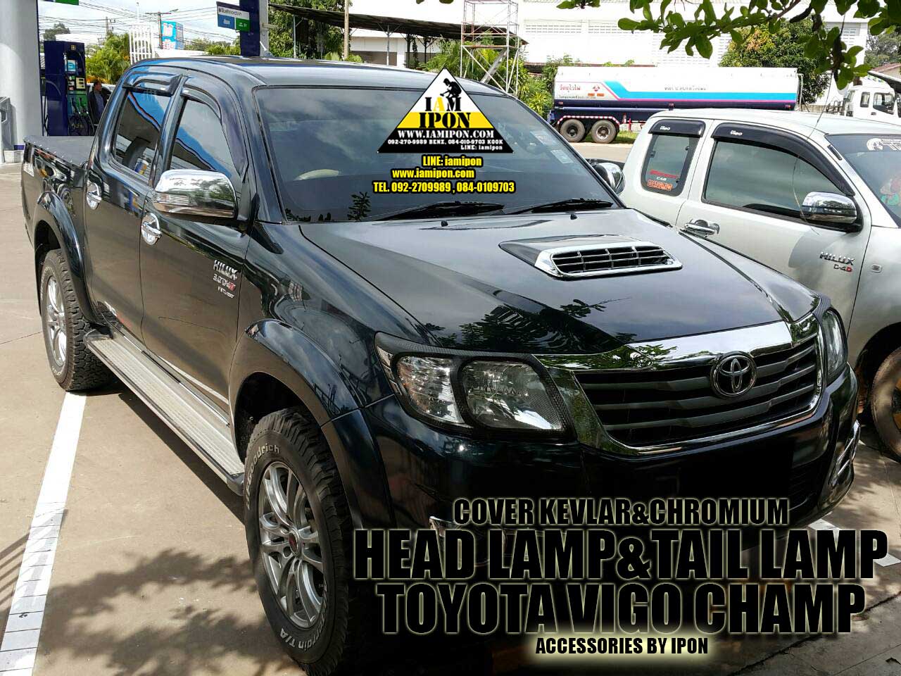 HEAD LAMP COVER VIGO CHAMP KEVLAR&CHROMIUM ครอบไฟหน้าเคฟล่าและโครเมียมวีโก้เเชมป์