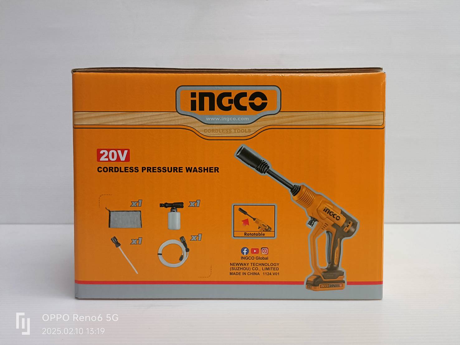 INGCO ปืนอัดฉีดแรงดันสูงไร้สาย 20V CPWLI20362