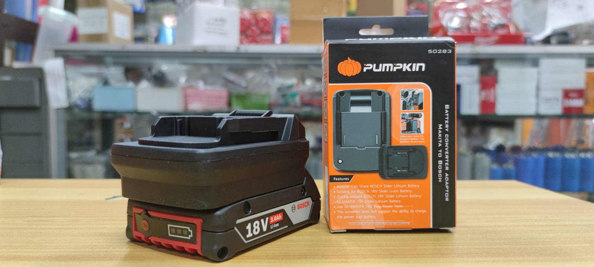 อแดปเตอร์แปลงแบตBOSCH มาใช้กับเครื่องPUMPKIN เท่านั้น #50283