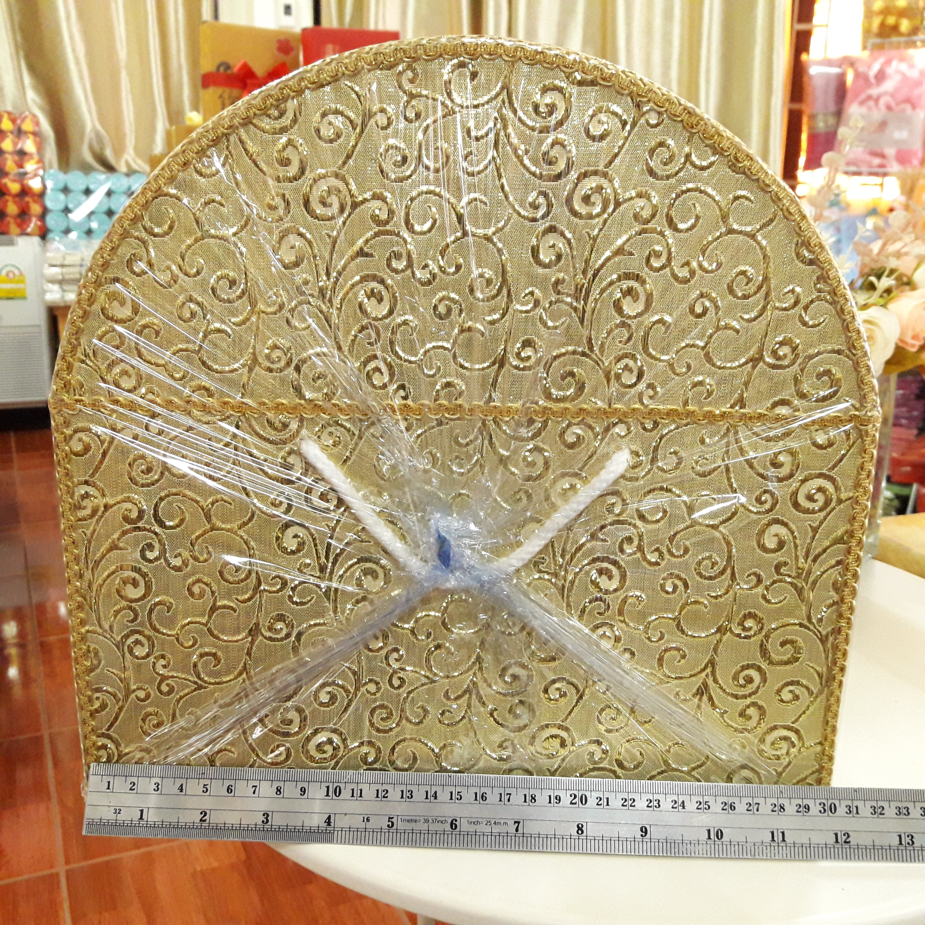 กล่องรับซองสีทอง ผ้าหนังลายนูน