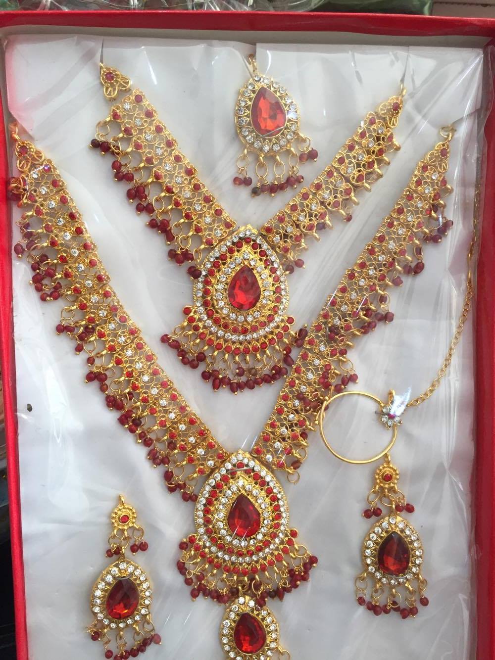(พร้อมส่ง) เครื่องประดับอินเดีย 012 สีแดง