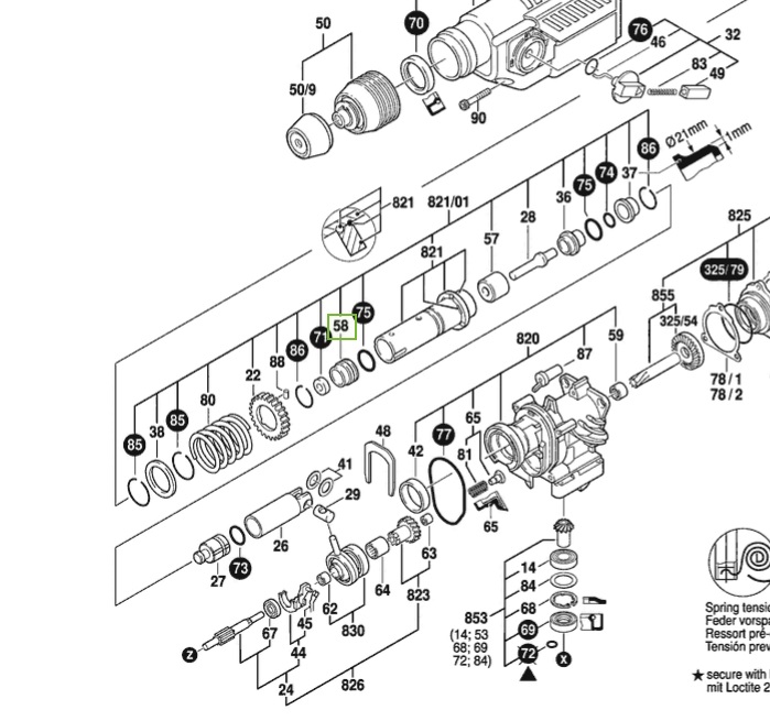 อะไหล่แหวน#58 GBH4DFE BOSCH 1610390026
