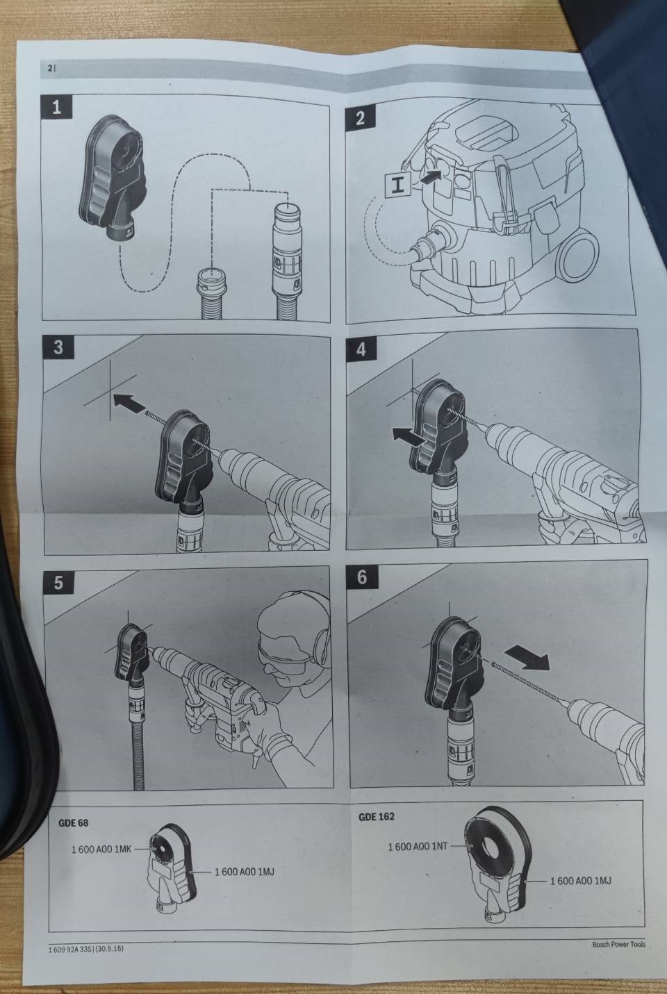 อุปกรณ์เสริมดูดฝุ่น GDE68 ใช้กับสว่านที่มีขนาด 4-68 มม. BOSCH