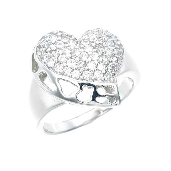 แหวนเพชร ตัวเรือนเงินแท้100% (เงินแท้92.5%) ประดับ เพชรCZ แหวนหัวใจฝังเพชรแบบเต็มหัวใจเพิ่มความเก๋ฉลุช่วงขอบหัวใจ ดีไซน์หรู ไม่มีใครเหมือน งานออกแบบได้หรูๆ ไม่ค่อยได้เห็นบ่อยๆ นะคะ งานเนี้ยบสุดๆ