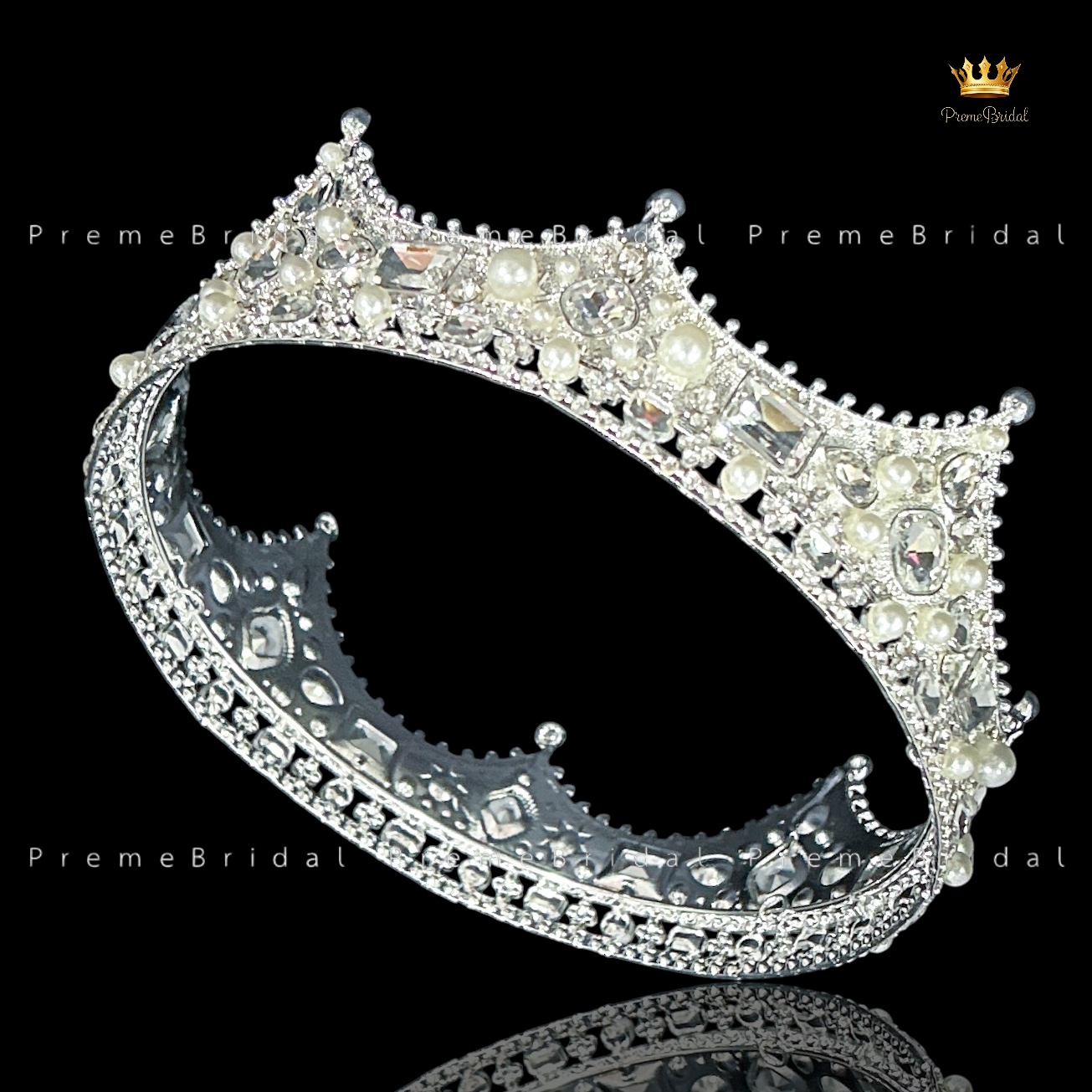 (พร้อมส่ง) มงกุฏผู้ชาย 035 สีเงิน มงกุฎผู้ชาย มงกุฎเจ้าชาย งานสวย ปราณีต QCเพชรทุกเม็ด
