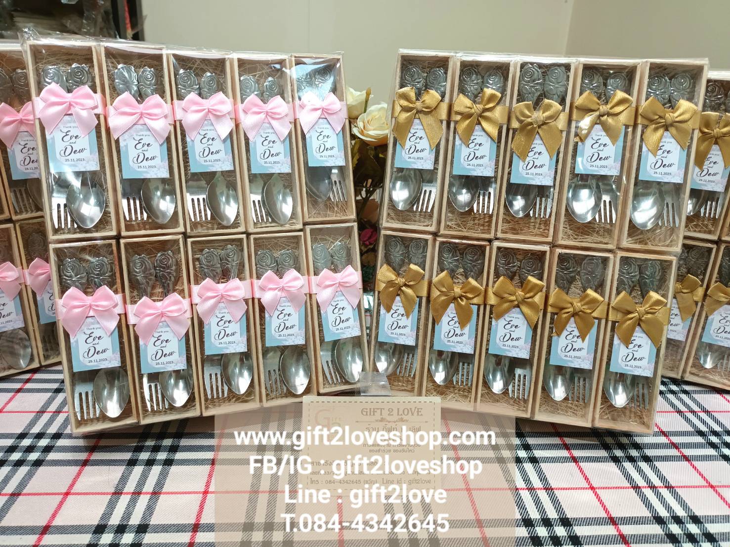 ช้อนส้อมกาแฟแพคกล่องไม้