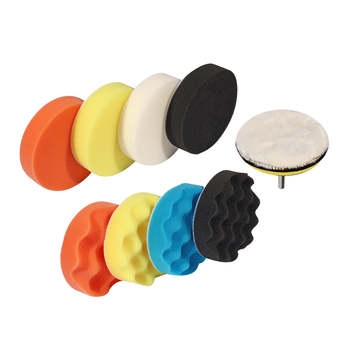 POLO ชุดฟองน้ำขัดรถ ขนาด 4 นิ้ว พร้อมจานจับ+แกน บรรจุ 11 ชิ้น/ชุด P523-0910