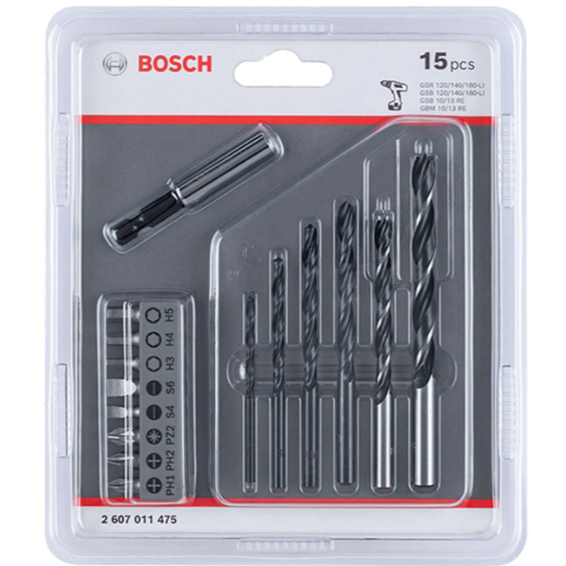 ชุดดอกไขควงดอกเจาะไม้ดอกเจาะเหล็ก 15ตัวชุด BOSCH