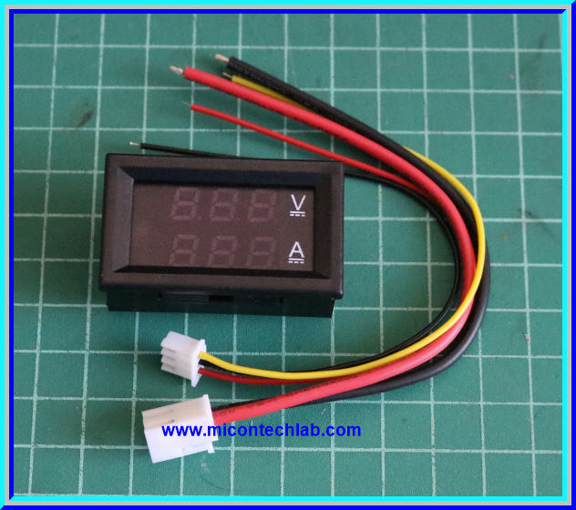 1x ดิจิตอลดีซีโวลต์แอมป์มิเตอร์ 0-100V 0-10A LED สีแดงน้ำเงิน(DCVoltmeter Ammeter)