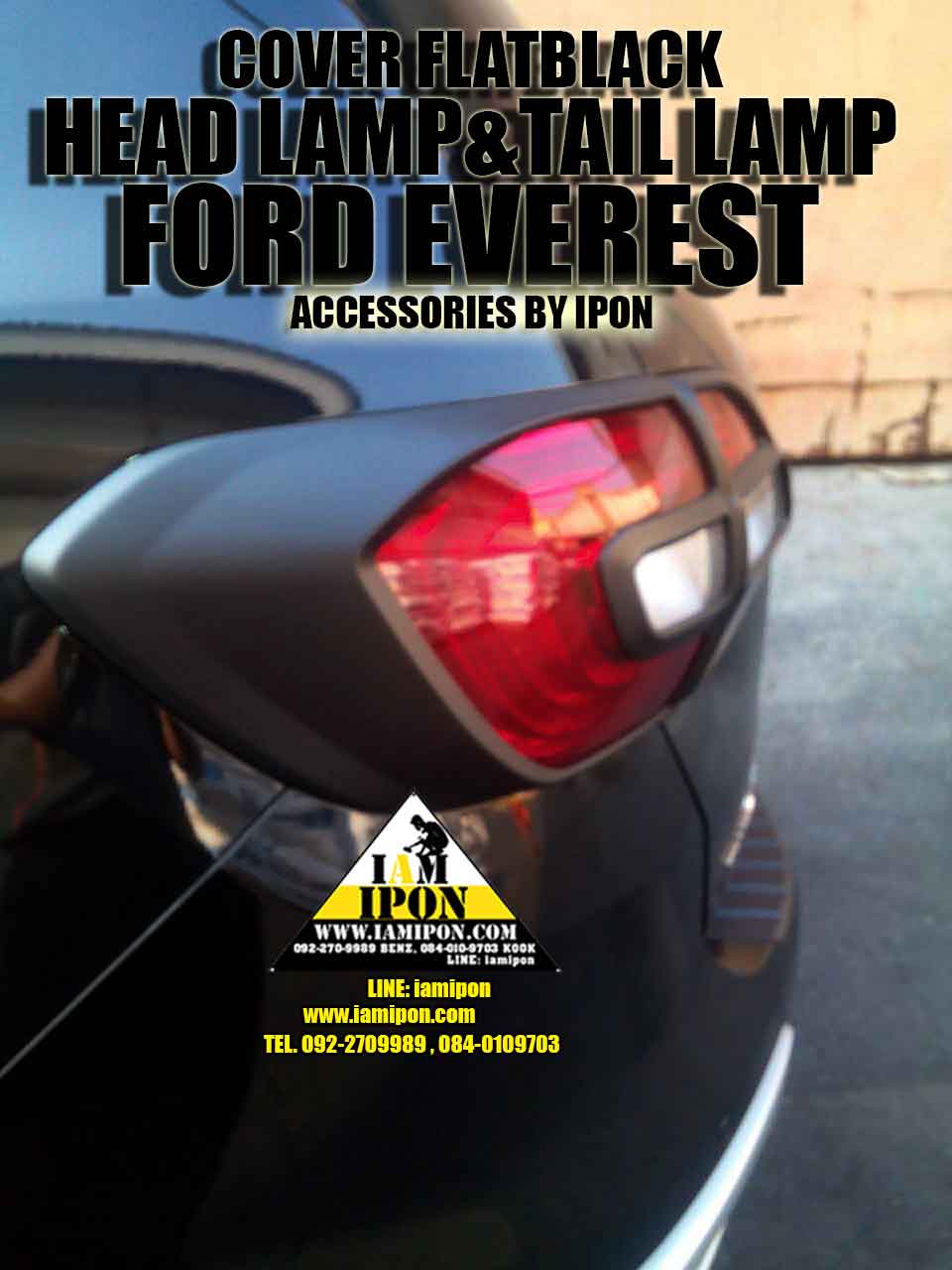 TRAILLAMP COVER FORD EVEREST FLATBLACK ครอบไฟท้ายดำด้านฟอร์ดเอเวอเรส