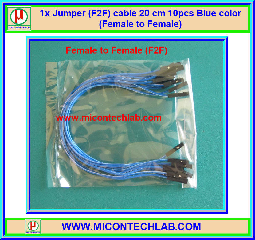 1x Jumper (F2F) cable Wire 10pcs 20cm Blue color Female to Female (F2F)