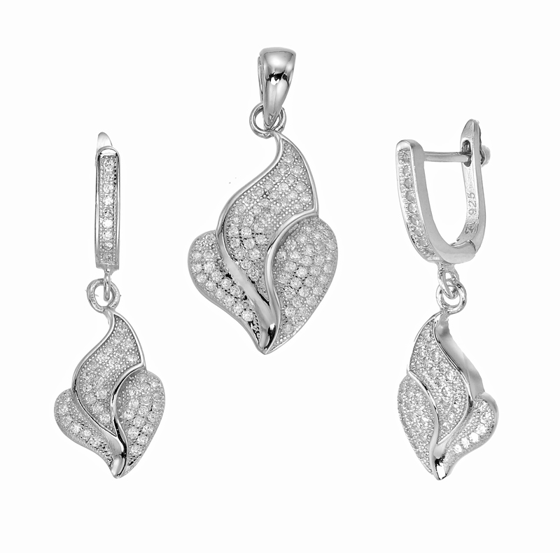 ต่างหูพร้อมจี้ ( เงิน ) = Earring with Pendant ( Silver )