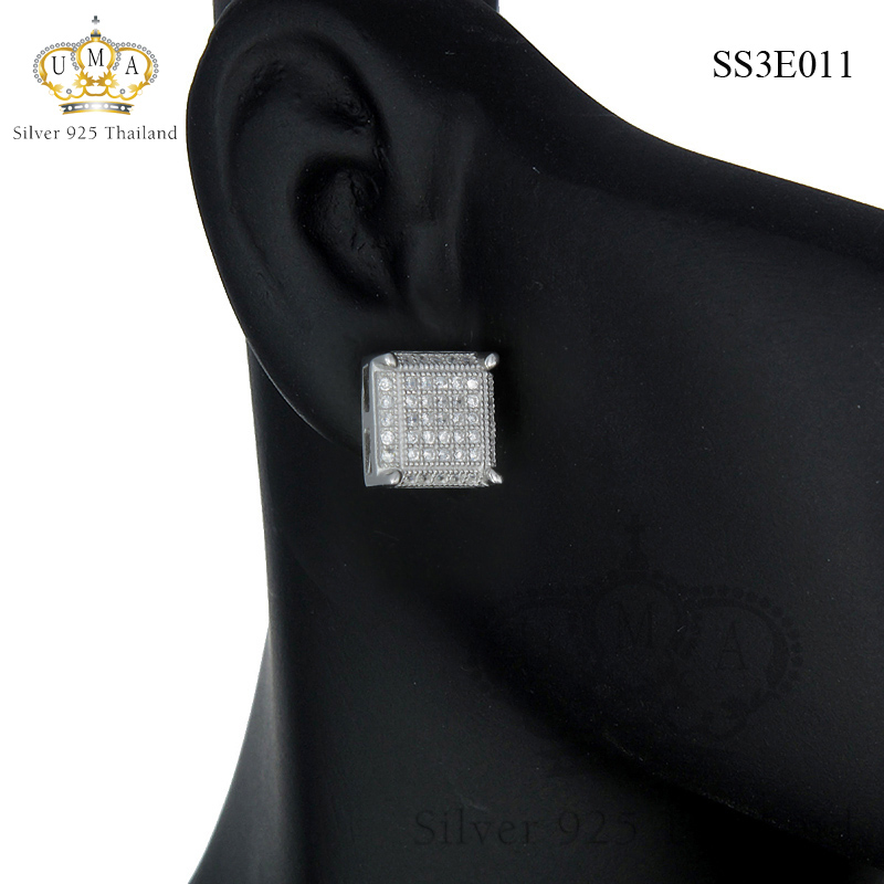 ต่างหูเงินแท้925ประดับเพรชแท้สวิส