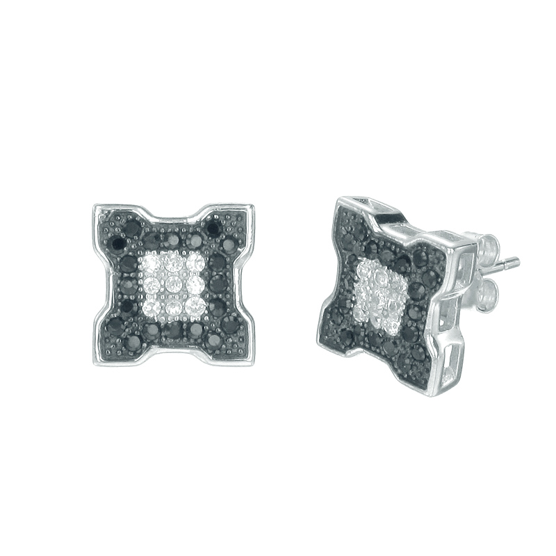 ต่างหูเงินแท้925ประดับเพรชแท้สวิส