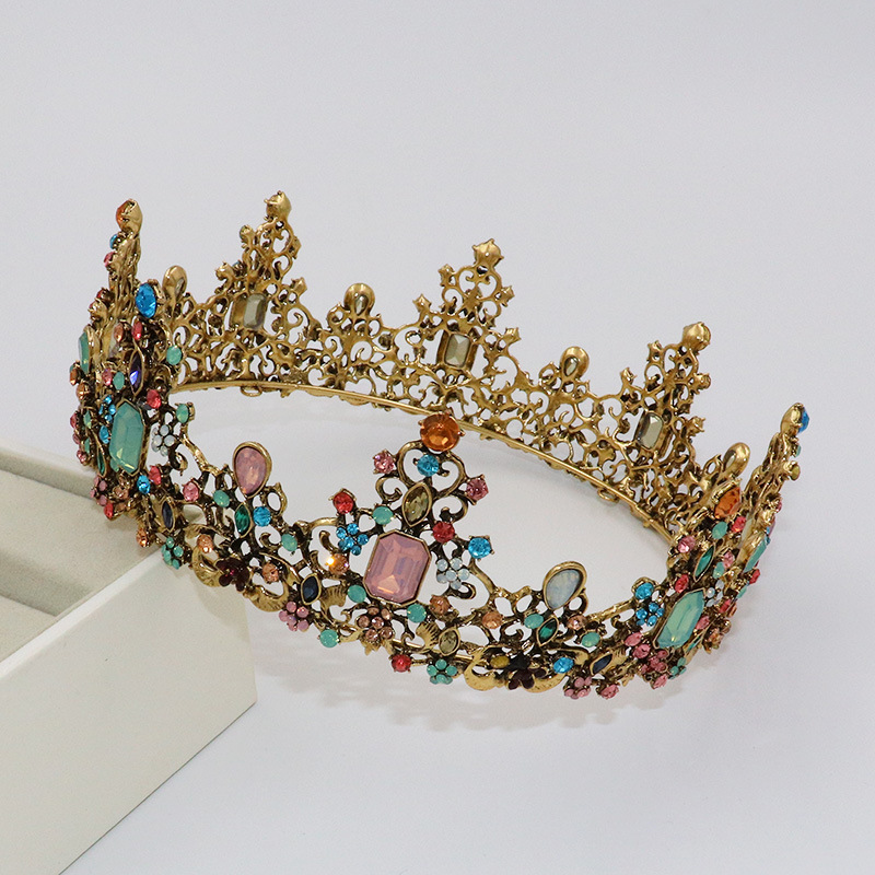 (พร้อมส่ง) มงกุฏ 066 สีทองเก่า มงกุฎนางงาม มงกุฎเจ้าชาย มงกุฎสไตล์วินเทจ งานสวย QCเพชรทุกเม็ดไมมีหลุด