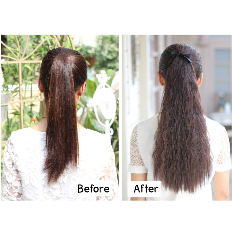 แฮร์พีช หางม้า สไตล์เกาหลี แบบผูก ลอนมาม่า ยาว 55 cm (พร้อมส่ง)