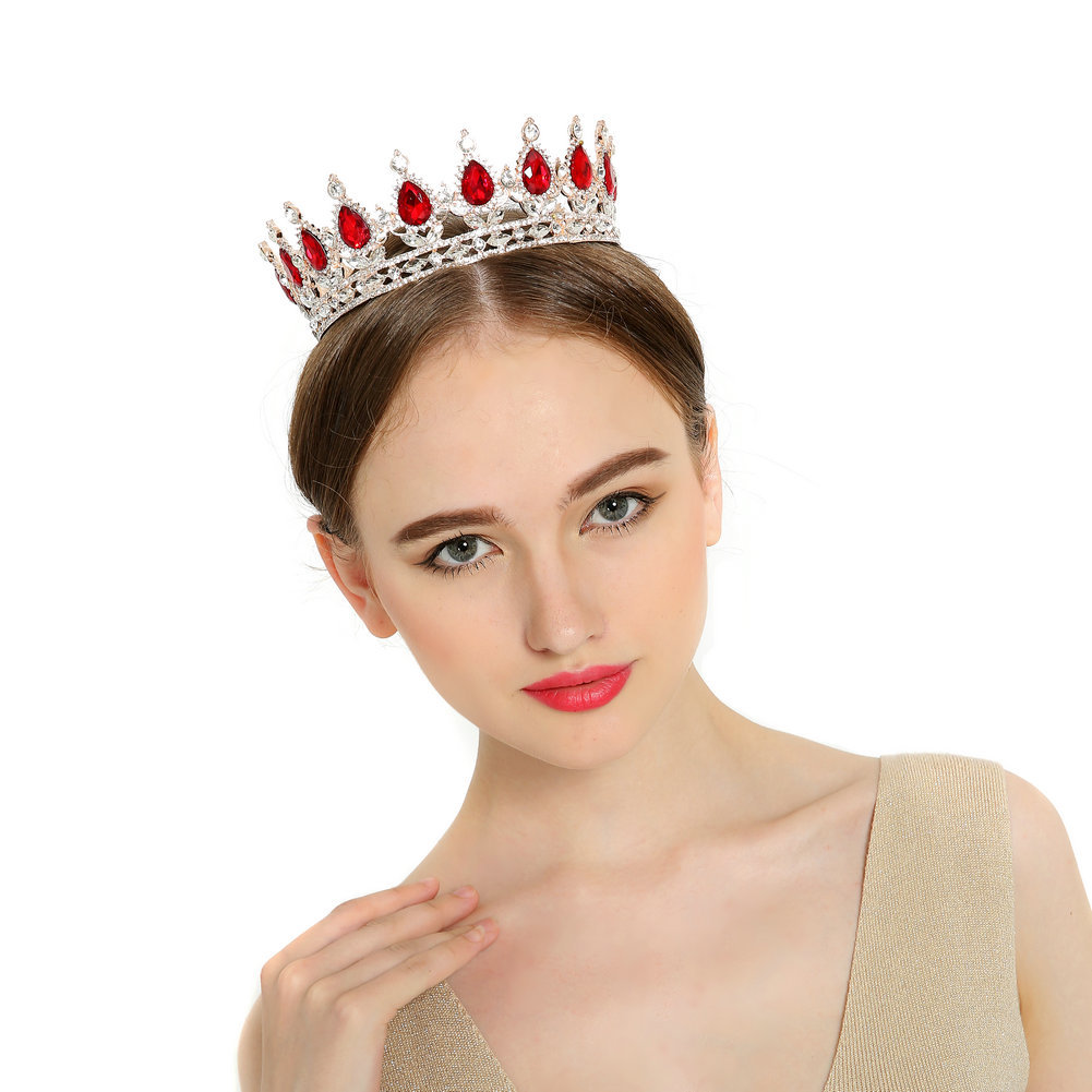 (พร้อมส่ง) มงกุฎ 018-สีแดงยอดเพชรขาว