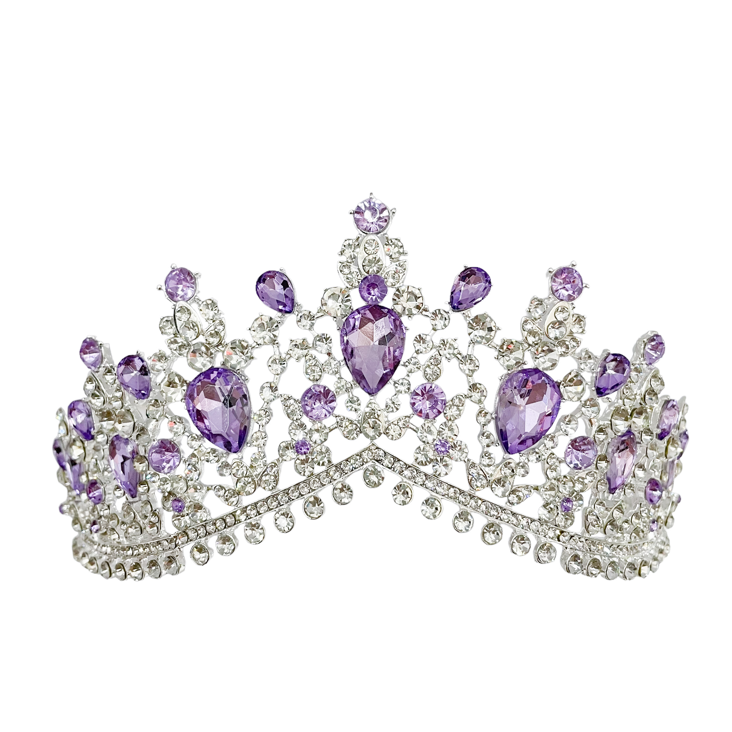 (พร้อมส่ง) เทียร่า 332 สีม่วง มงกุฎนางงาม งานสวย ปราณีต QCเพชรทุกเม็ด สินค้าพร้อมส่งจากไทย