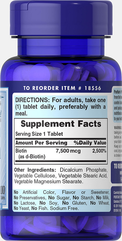 Puritan Ultra Biotin 7500 mcg 100 Tablets