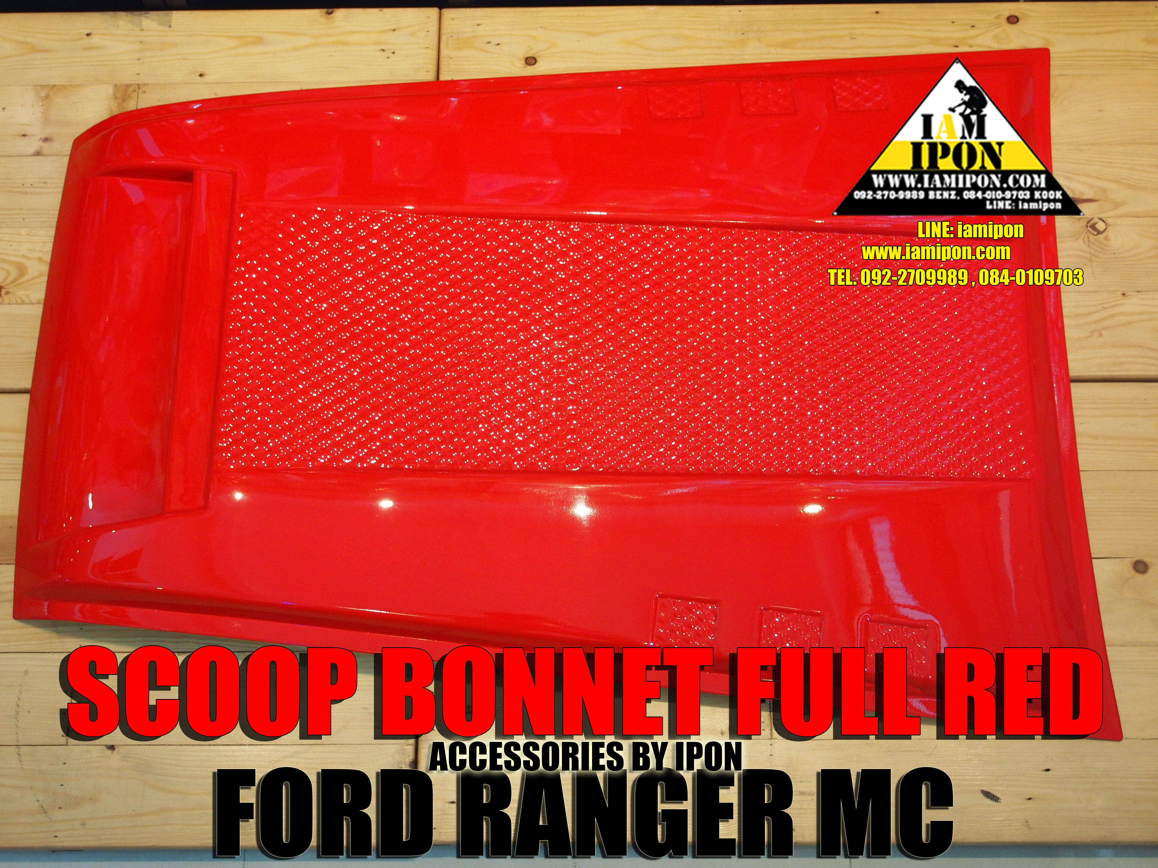 SCOOP BONNET FULL FORD RANGER MC 2015 RED สกู๊ปหลอกสีแดงแบบเต็มฟอร์ดเอ็มซี 2015