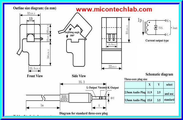 1x SCT-013-050 Current Transformer CT 0-50A to 0-1V Split Core Current Transformer