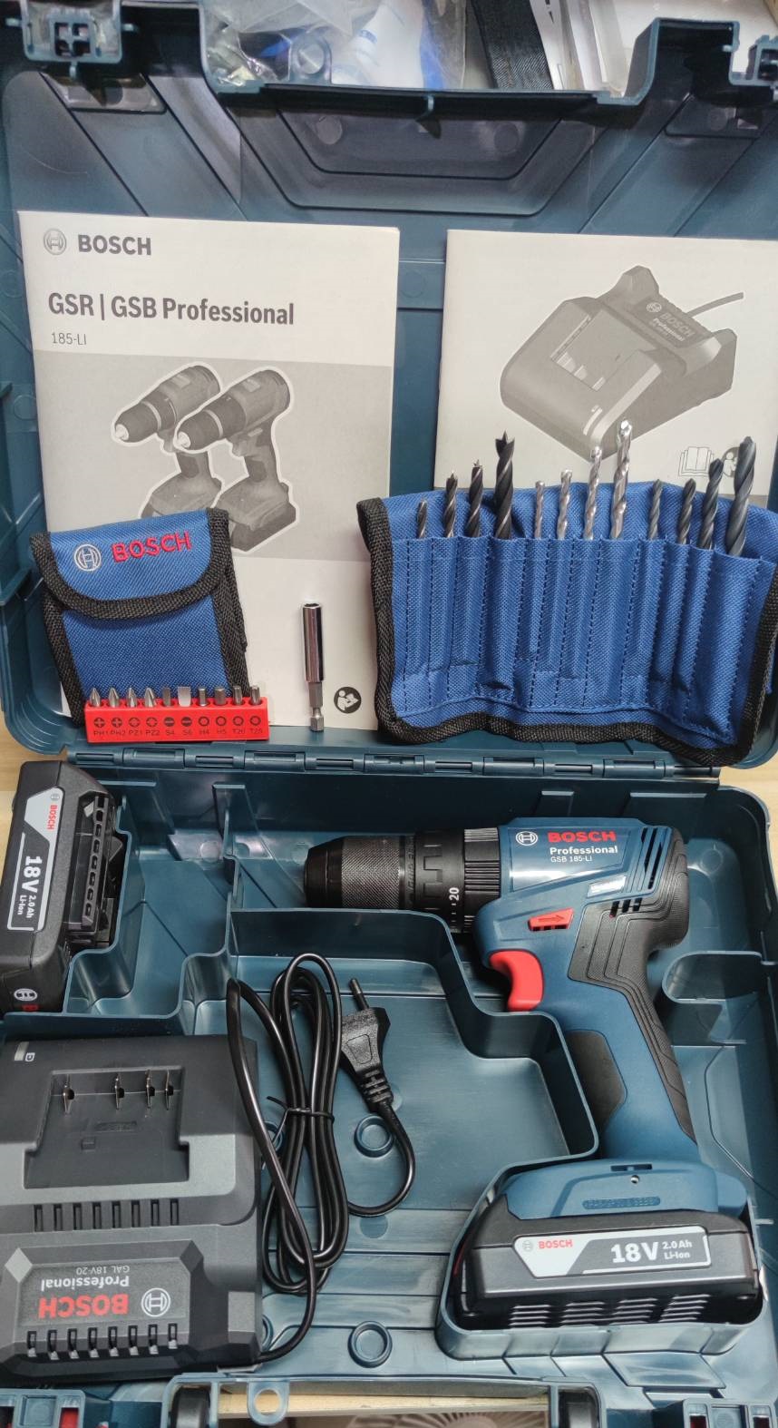 สว่านกระแทกไร้สาย GSB185-LI BOSCH ชุดแบต2ก้อน