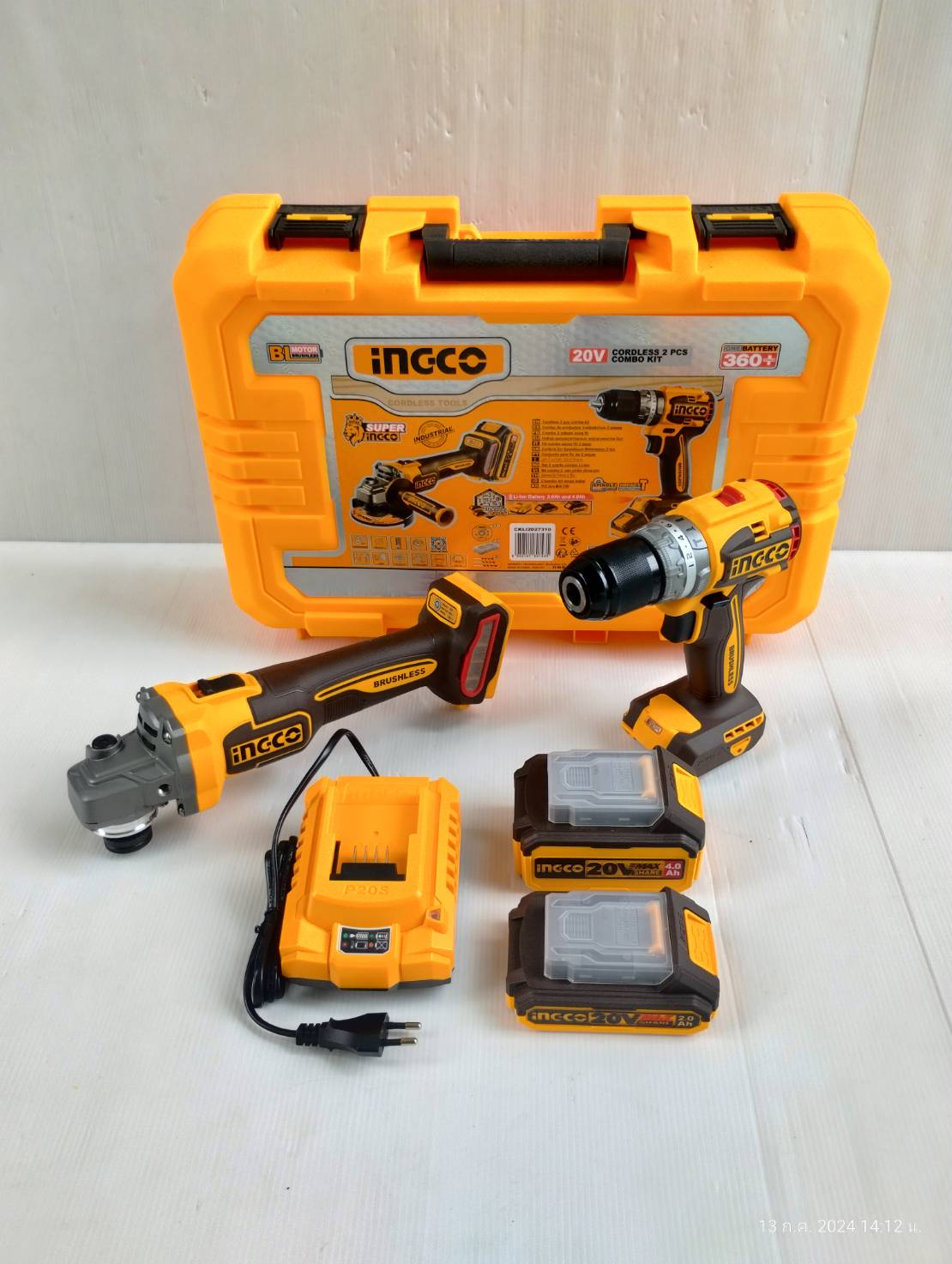 ชุดสว่านกระแทกไร้สาย+เครื่องเจียรแบตเตอรี่ 4นิ้ว รุ่น CKLI2027310 INGCO