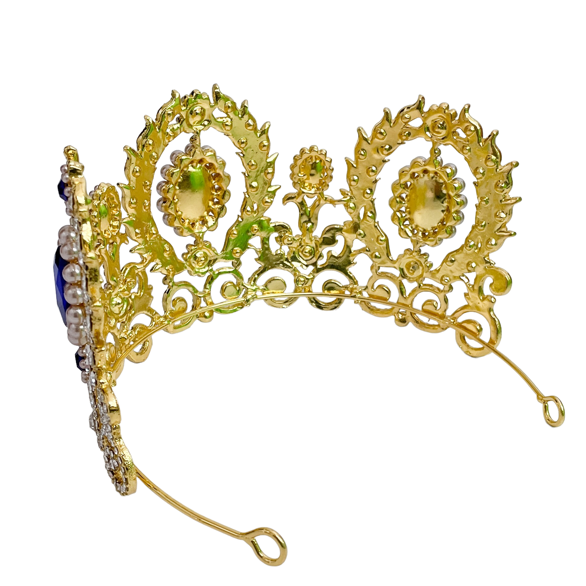 (พร้อมส่ง) เทียร่า 001 สีน้ำเงิน มงกุฎนางงาม มงกุฎเจ้าหญิง งานสวย ปราณีต QCเพชรทุกเม็ด สินค้าพร้อมส่งจากไทย