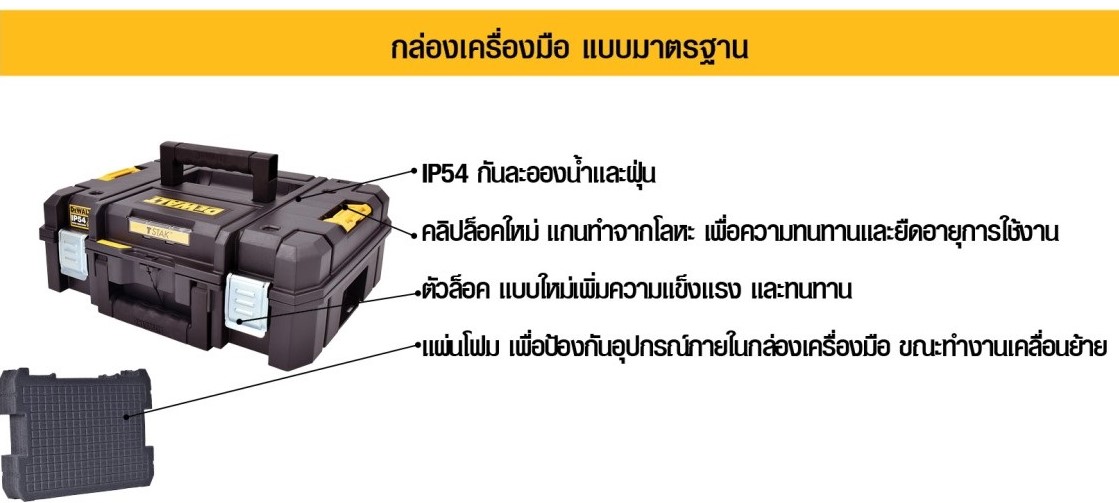 กล่องใส่เครื่องมือ+โฟม DWST83345-1 DEWALT T-STAK