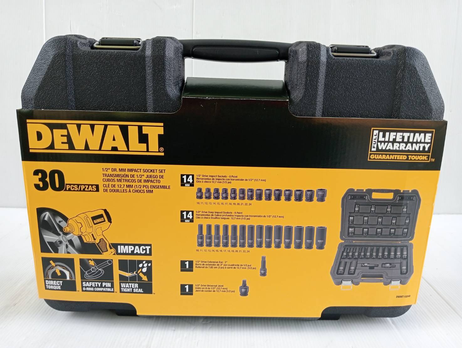 DEWALT รุ่น DWMT19249 ชุดลูกบ๊อกซ์ 30 ชิ้น 1/2นิ้ว (รุ่นผสม ลูกสั้น ลุกยาว)