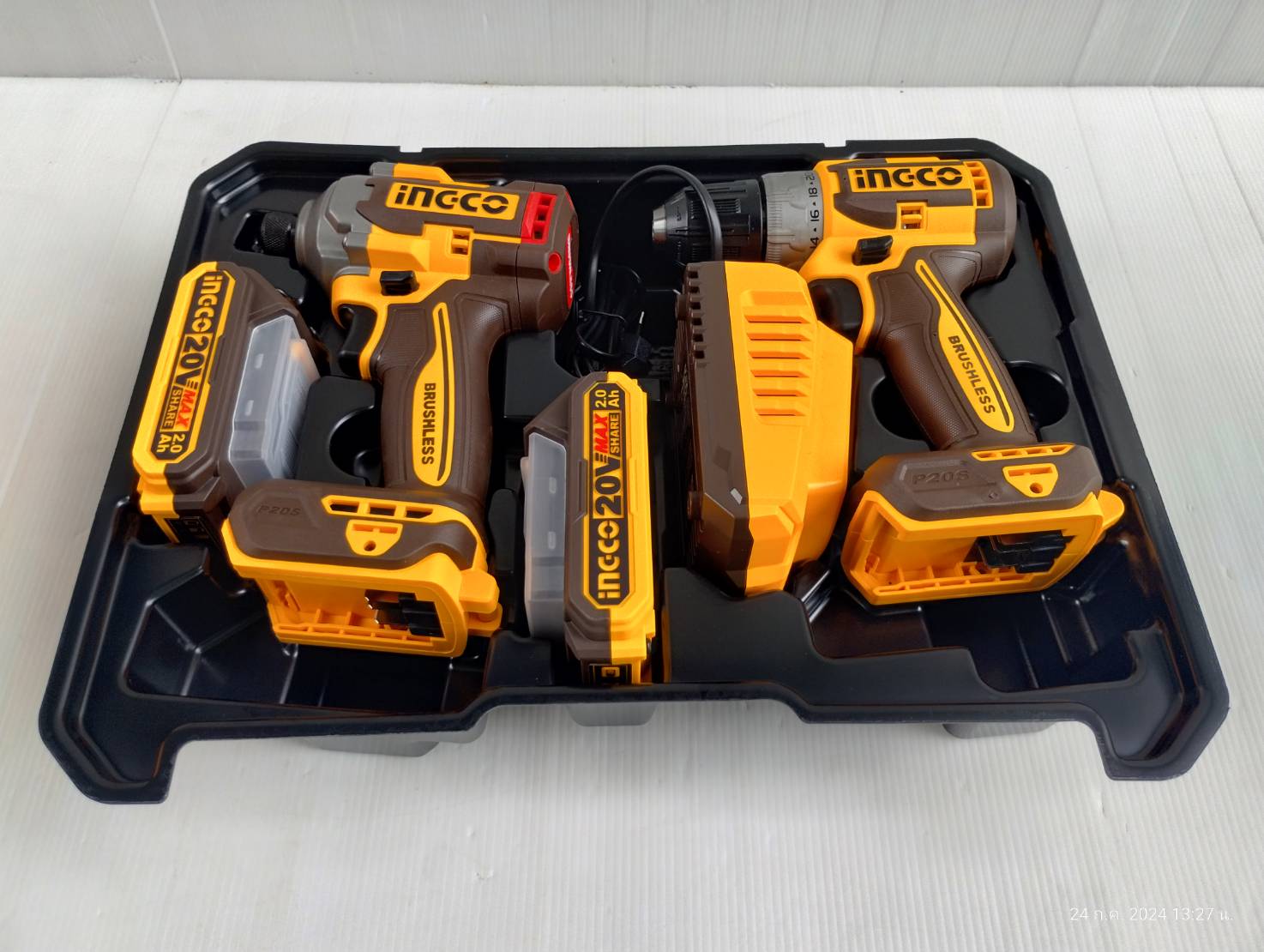 INGCO Combo Set สว่านไร้สาย+ไขควงกระแทก 285 N.m.CKLI20272