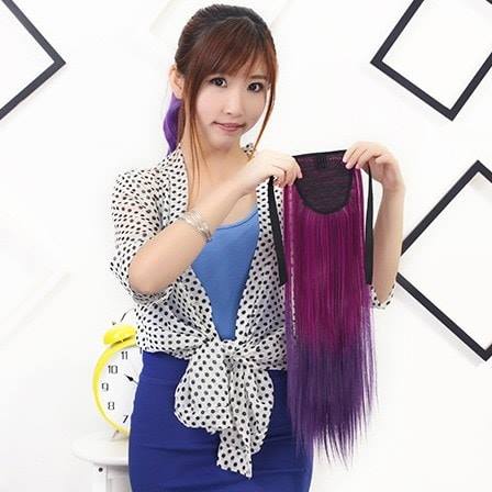 NEW137 แฮร์พีช หางม้าแบบผูก ผมตรง ไล่เฉดสีสุดพลัง สีสันสุดแสบ