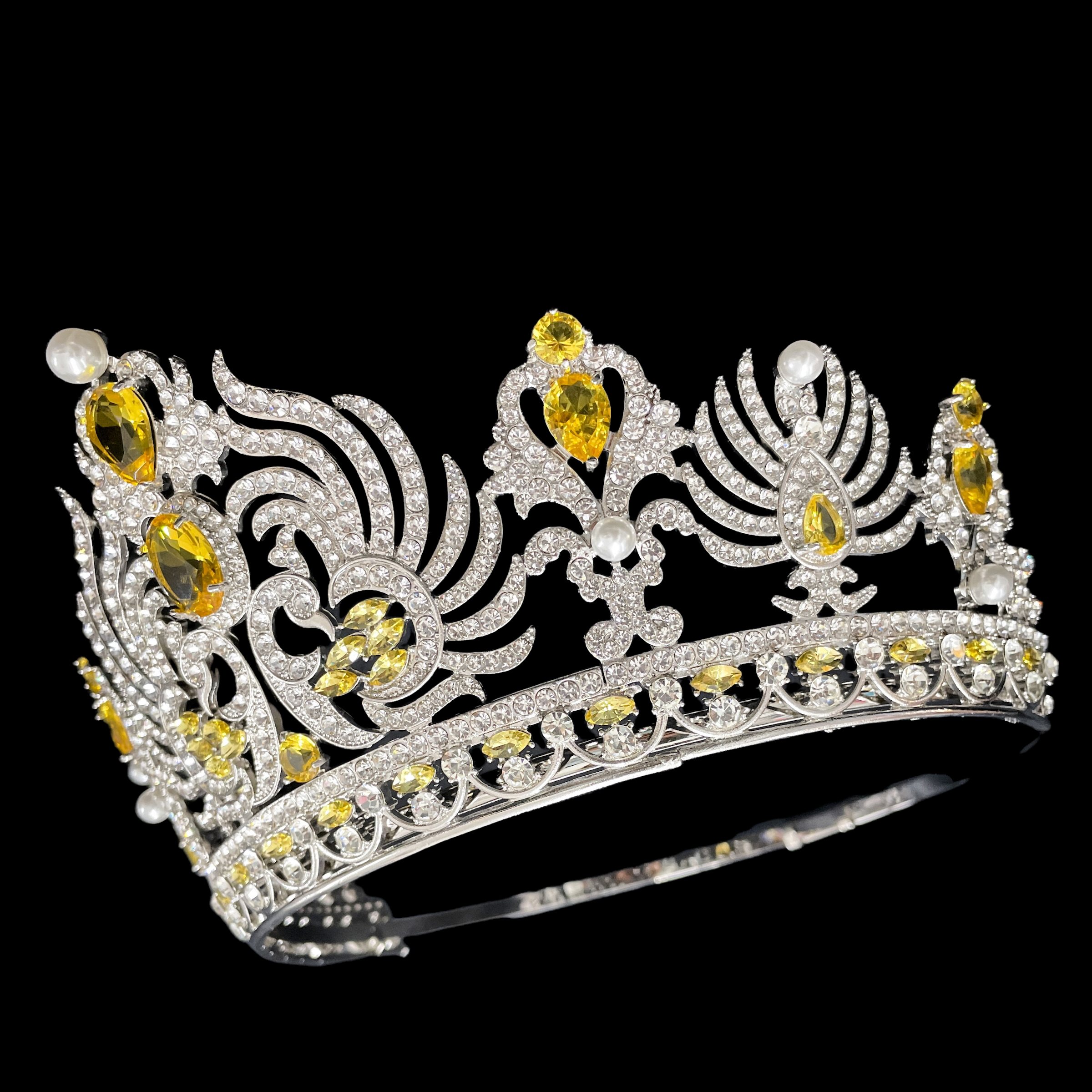 (พร้อมส่งจากไทย) มงกุฏ 093 สีเหลือง มงกุฎนางงาม มงกุฎเพชร มงกุฎประกวด สินค้าพร้อมส่ง ไม่ต้องรอนาน งานพรีเมี่ยม