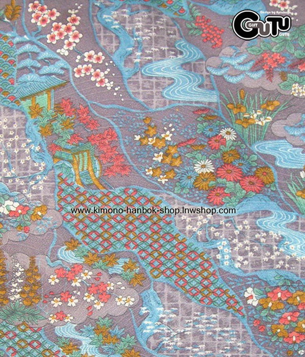 Set. กิโมโนสีม่วงลายดอกไม้+โอบิ ผู้หญิง03