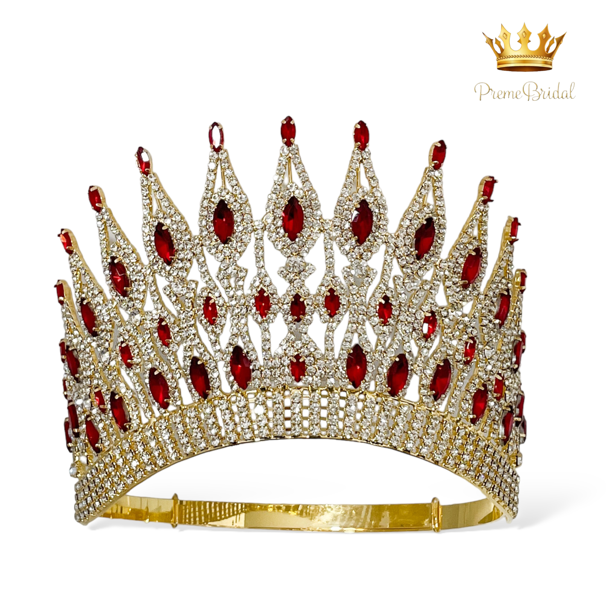 (พร้อมส่งจากไทย) มงกุฏ 119 สีแดง งานสวย งานนางงาม รุ่นฐานกลม ปรับขนาดได้ ส่งด่วน ส่งจากไทย