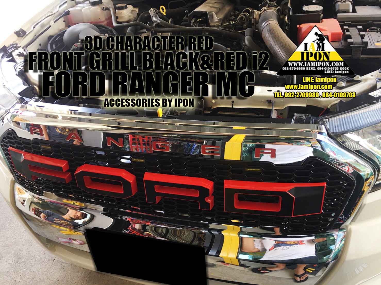FRONT GRILL BLACK&RED I2 FORD RANGER MC กระจังหน้าดำขอบแดง I2 ฟอร์ดเรนเจอร์ MC