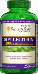 ผลิตภัณฑ์อาหารเสริม Puritan Pride Soy Lecithin 1200mg 250 Softgels
