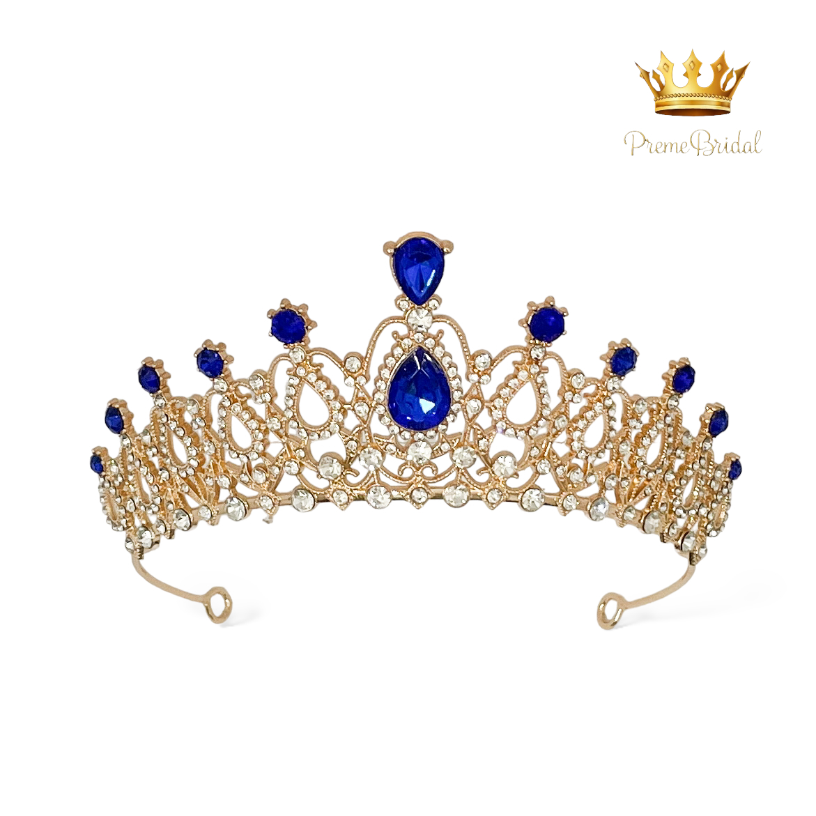 (พร้อมส่ง) เทียร่า 004 สีน้ำเงิน มงกุฎนางงาม มงกุฎเจ้าหญิง งานสวย ปราณีต QCเพชรทุกเม็ด สินค้าพร้อมส่งจากไทย