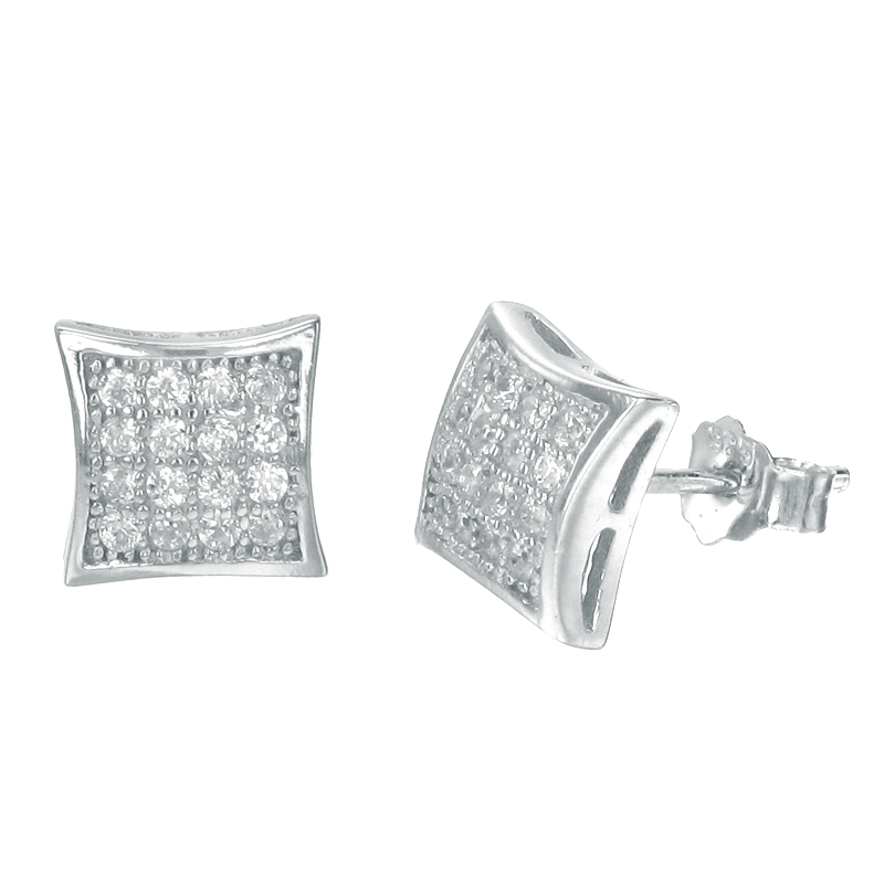 ต่างหูเงินแท้925ประดับเพรชแท้สวิส