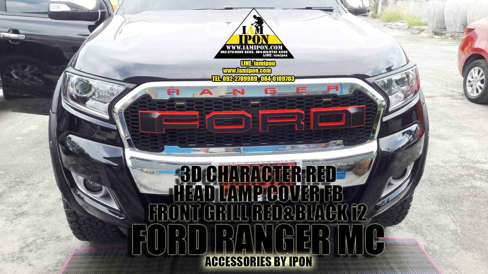 FRONT GRILL BLACK&RED I2 FORD RANGER MC กระจังหน้าดำขอบแดง I2 ฟอร์ดเรนเจอร์ MC