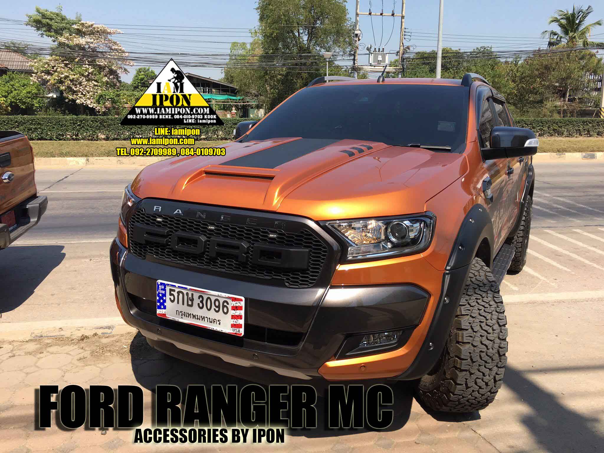 SCOOP BONNET FULL FORD RANGER MC 2015 ORANGE&ิBLACK สกู๊ปหลอกสีส้มคาดดำแบบเต็มฟอร์ดเอ็มซี 2015