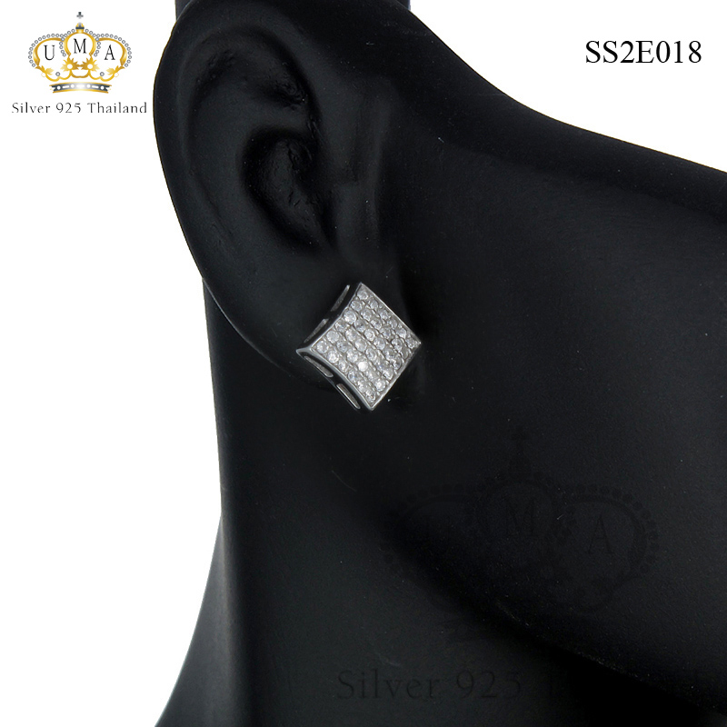 ต่างหูเงินแท้925ประดับเพรชแท้สวิส